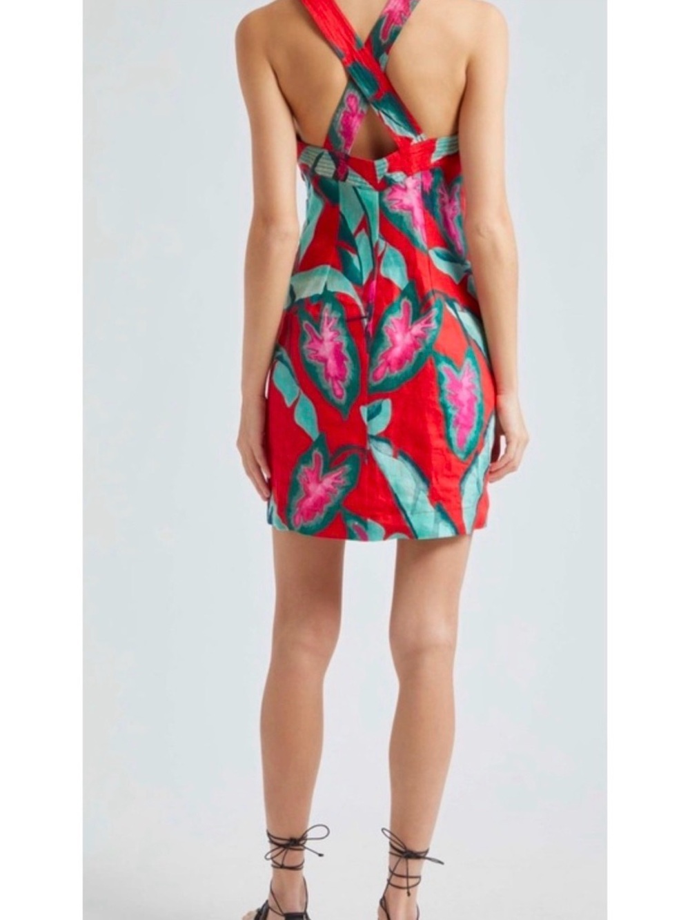 FARM Rio Red Summer Foliage Red Mini Dress NWT - Picture 3 of 12